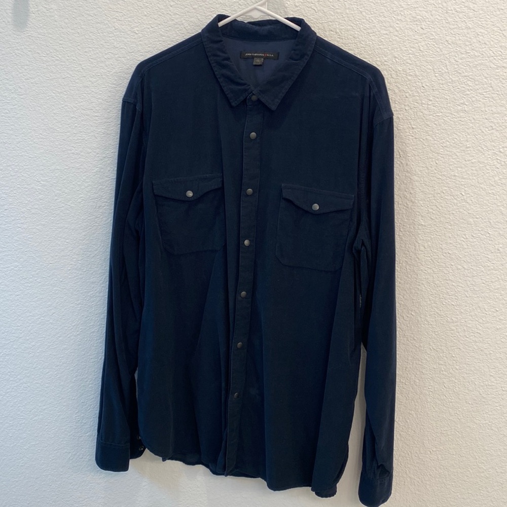 John Varvatos Corduroy LS Button Down Shirt - Navy/ XL